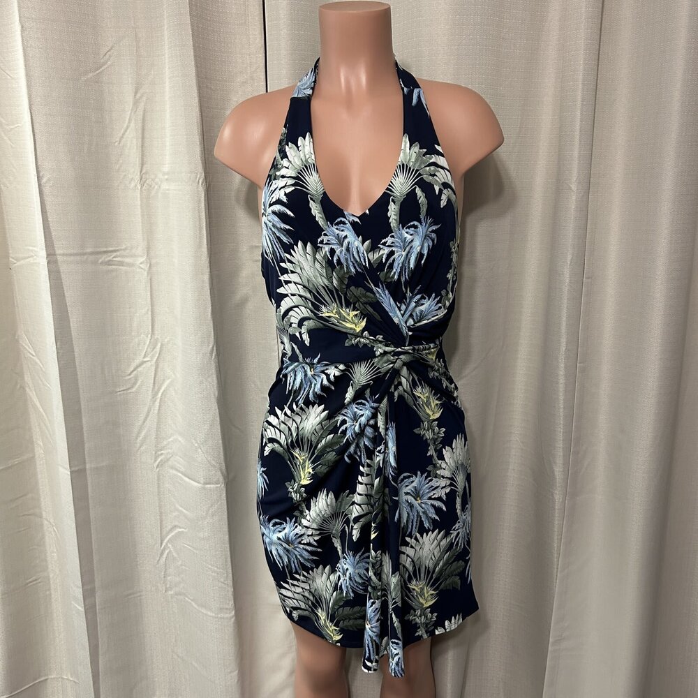 Tommy Bahama Sophia Palisade Palms Halter Dress Women's Size S Navy Twist NWT